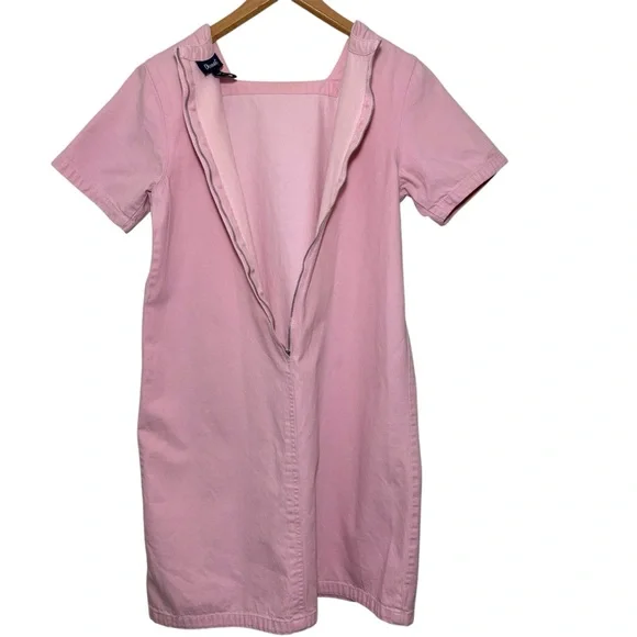 Vintage 90’s Denim & Co. Baby Pink Cotton front pocket shift dress. Women’s M - Picture 5 of 5